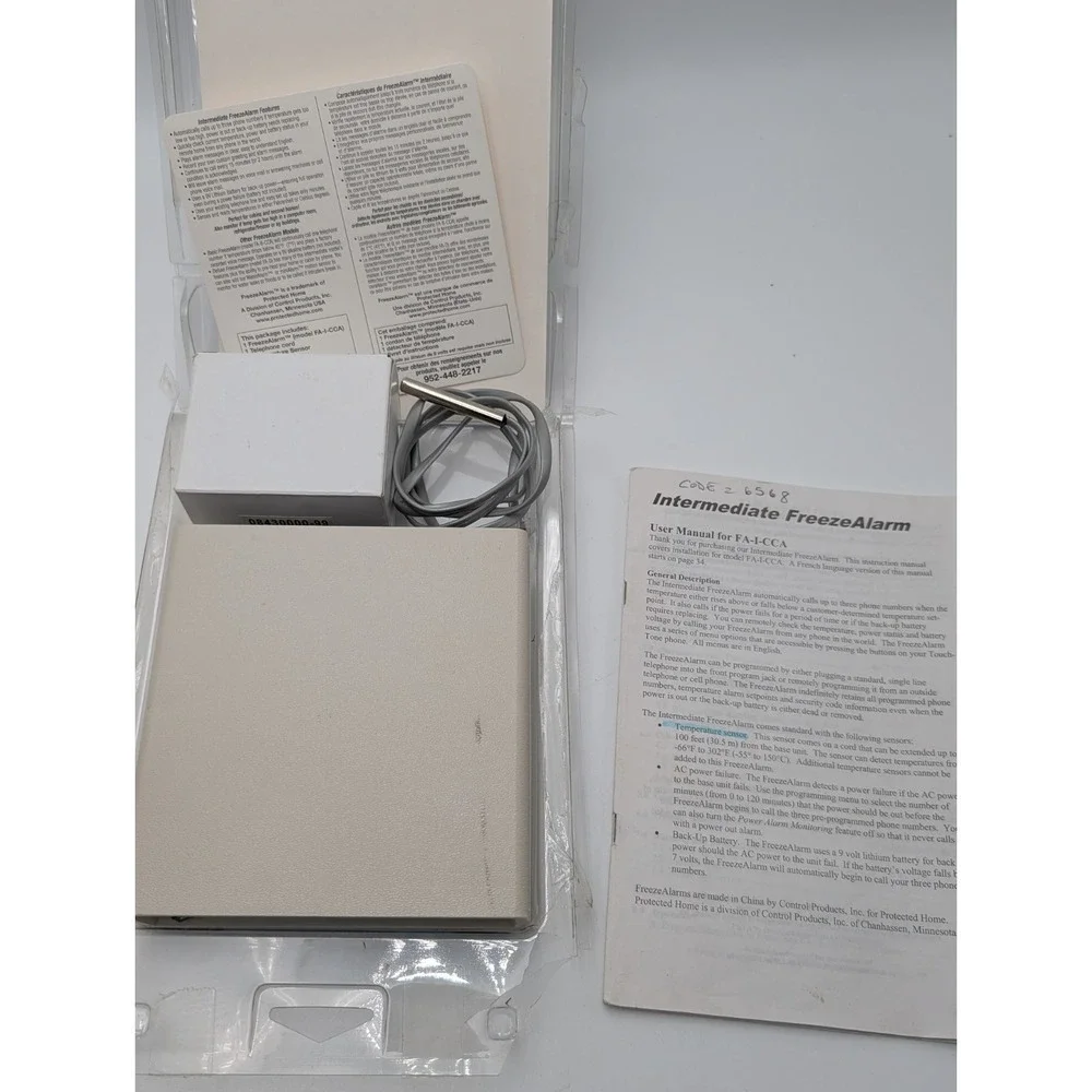 Intermediate Freeze Alarm FA-I-CCA Temperature Alarm With Power Adapter & Sensor